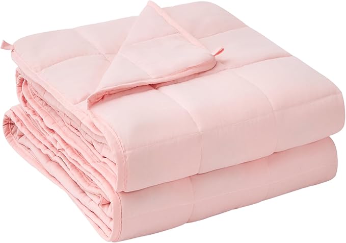 yescool Weighted Blanket for Adults (25 lbs, 88” x 104”, Pink) Cooling Heavy Blanket for Sleeping Perfect for 240-260 lbs, King Size Breathable Blanket with Premium Glass Bead-StrideForce Fitness