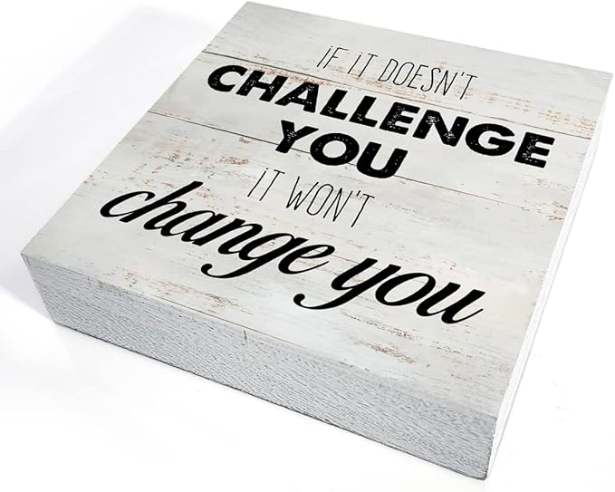 Rustic Uplifting Fitness Wood Box Sign Motivational Workout Wooden Box Sign Farmhouse Home Home Gym Desk Shelf Decor Gym Buddy Gift (5 X 5 Inch)-StrideForce Fitness