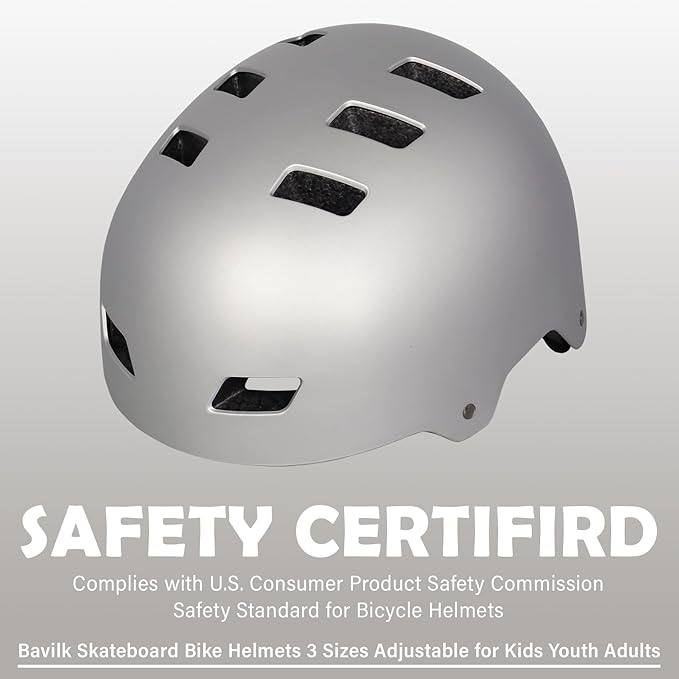 Bike Helmet 3 Sizes for Teenager Kids Youth Adults,Bavilk Skateboard Helmet Adjustable Multi-Sport Bicycle Cycling Scooter Roller Skate Inline Skating Rollerblading for Girls Boys Women Men Teen-StrideForce Fitness