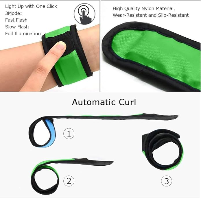 LOBKIN Safety Bracelets, LED Slap Armband Kids Walking at Night Safe LED Light Wrist Light Reflective Belt, Magic Band Running Lights for Runners-StrideForce Fitness