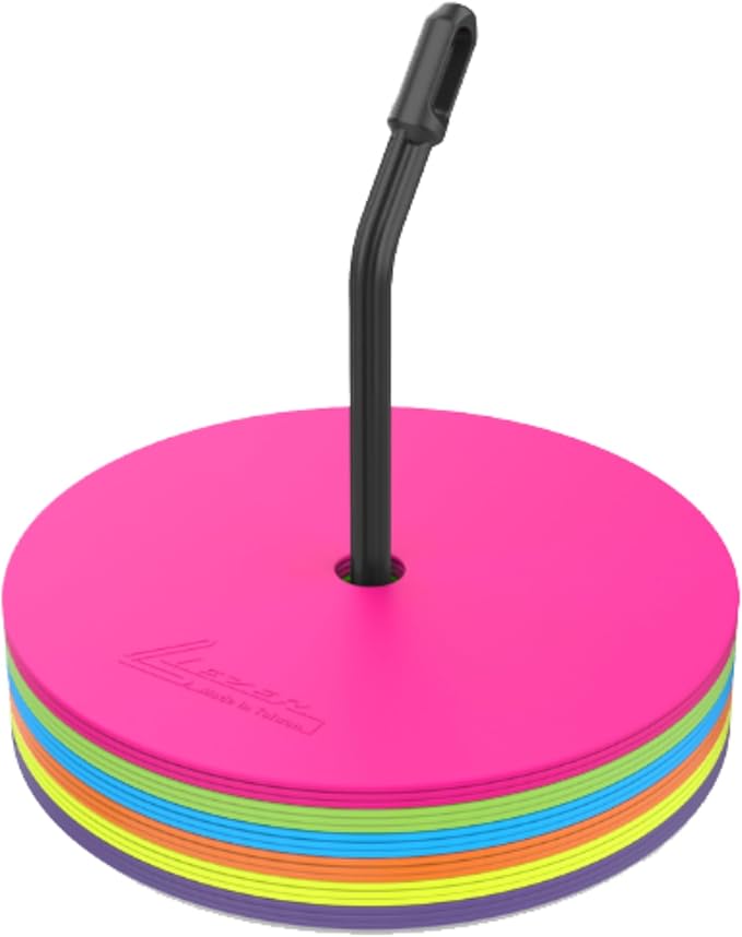 LEZER 9 Inch Flat Cones, Spot Markers, Soccer Cones, Field Court Markers, Sit Spots, Flat Discs, Soccer Training Equipment, Agility Practice, Football, Made in Taiwan-StrideForce Fitness