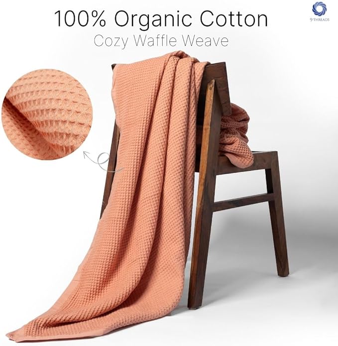 GOTS Certified Organic Cotton Waffle Weave Blanket, Twin Bed & Couch Throw, 66"X90", Modern Home Decor-StrideForce Fitness