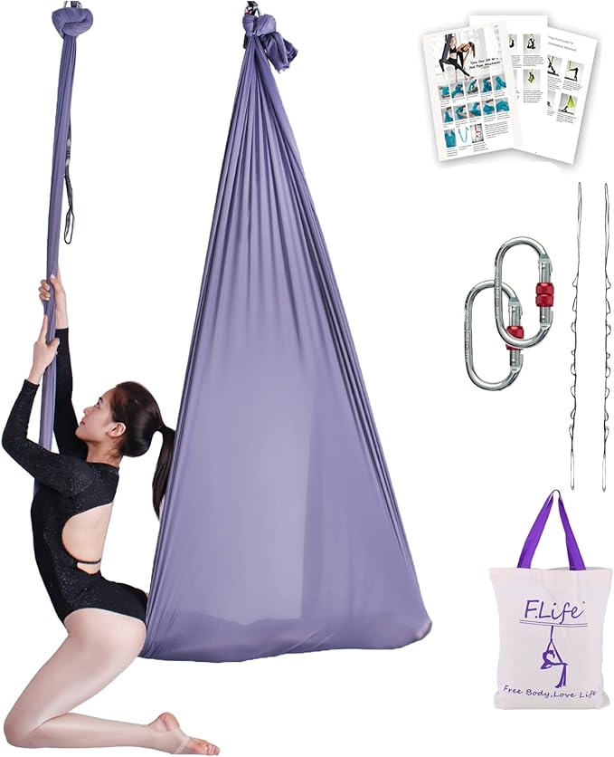 F.Life Aerial Silk Yoga Hammock & Swing for yoga Inversion,Strength training,starter hardware kit-StrideForce Fitness
