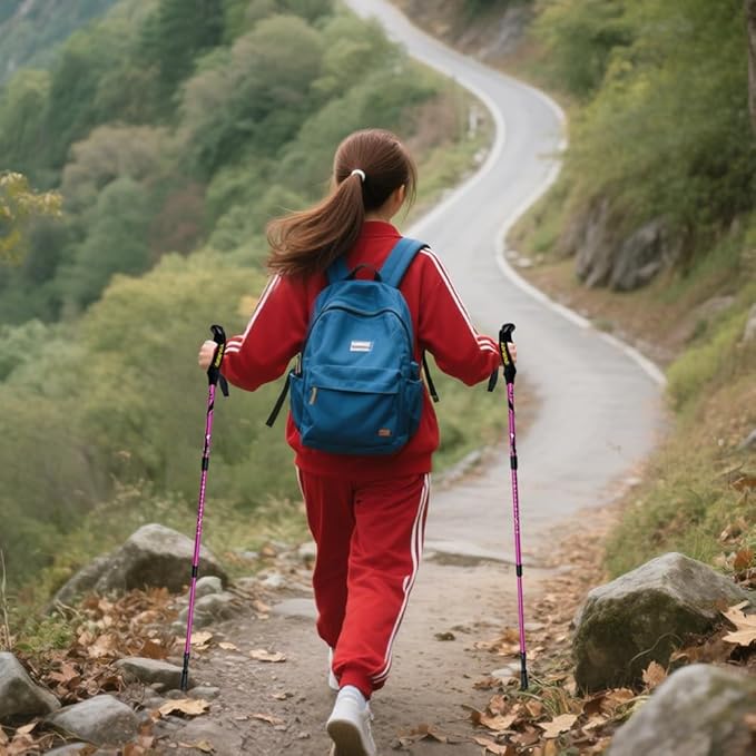 Hiking Trekking Poles, 2 Pack Anti Shock, Adjustable, Collapsible Hiking Poles for Trekking or Walking, Lightweight Aluminum Sticks for Children-StrideForce Fitness