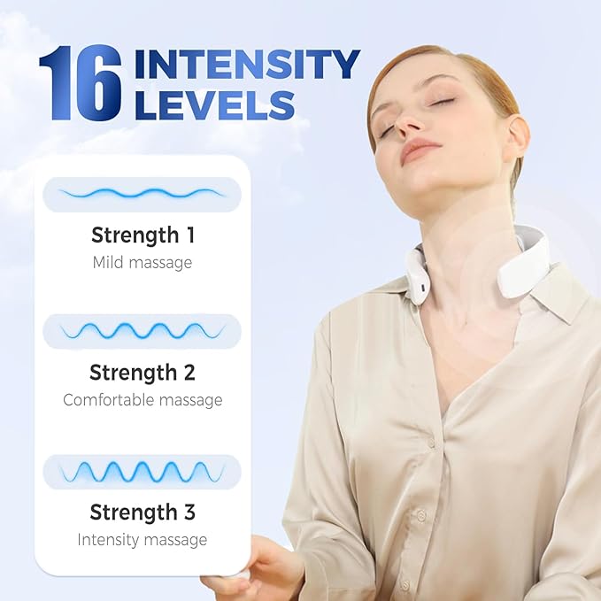 4-Head Electric Massagers Set, Vagus Nerve Stimulator Neck, 6 Modes & 16 Levels, Ergonomic Design, Promote Muscle Relaxation (Pink)-StrideForce Fitness