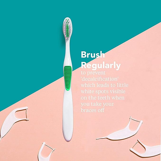 Platypus Orthodontic Toothbrush for Braces | Soft Bristle Braces Toothbrush for Adults & Kids | Angled Bristles for Better Access Around Brackets and Archwires, Comfort Silicone Grip | 1 Count