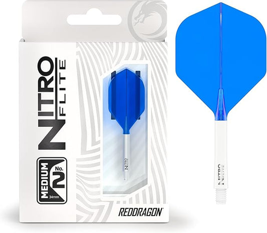 RED DRAGON Darts – Nitro Flite Integrated Flight & Shaft System – No.2 Shape and Design - Available in Short, Intermediate & Medium - Available in Variety of Colours - Professional Darts Accessories-StrideForce Fitness