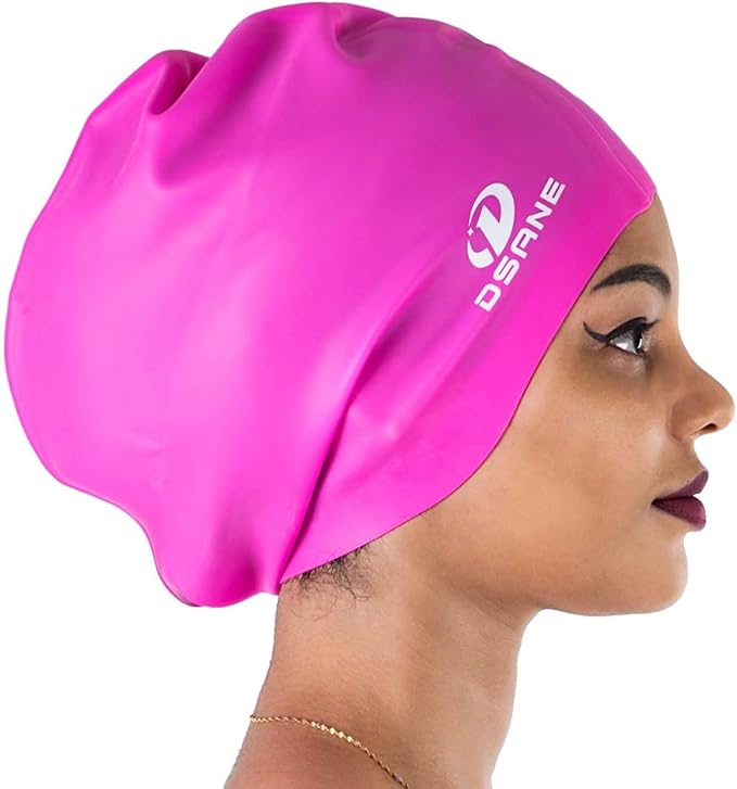 Dsane Extra Large Swimming Cap for Women and Men,Special Design Swim Cap for Very Long Thick Curly Hair&Dreadlocks Weaves Braids Afros Silicone Keep Your Hair Dry-StrideForce Fitness