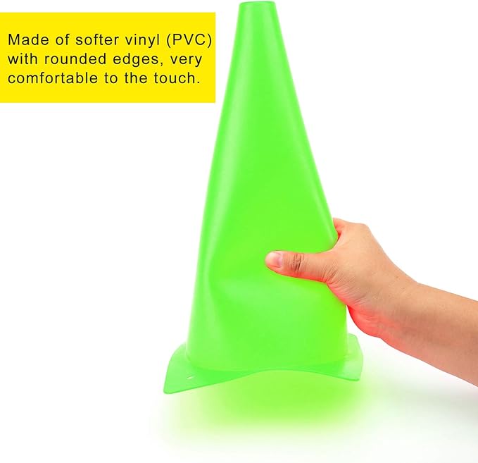 12 Inch Traffic Training Cones, Plastic Safety Parking Cones, Agility Field Marker Cones for Soccer Basketball Football Drills Training, Outdoor Sport Activity & Festive Events - 6 Colors-StrideForce Fitness