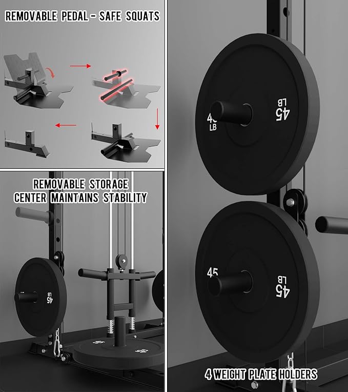 Eonfit E2 Power Cage，1500LB Squat Rack with Cable Crossover System.Multi-Function Power Rack for Home Gum.All-in-One Squat Rack with More Training Attachments-StrideForce Fitness