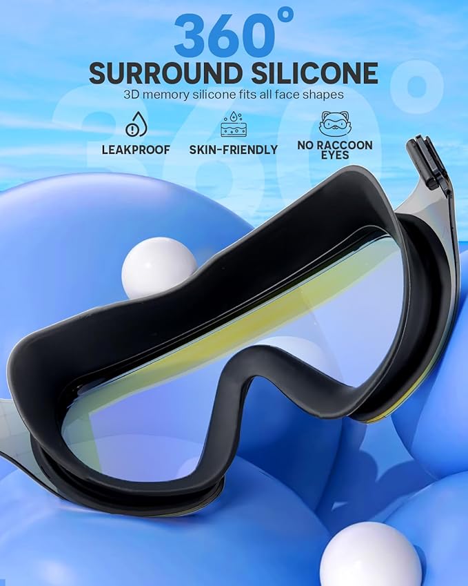 Swim Goggles, Frameless Wide View Swimming Goggles, Anti-Fog Anti-UV No Leaking Pool Goggles for Men Women Adult-StrideForce Fitness