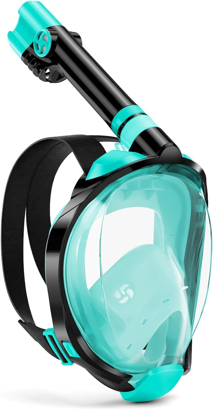 W WSTOO Full Face Snorkel Mask Adults,Suitable for Beginners Dry Top Snorkeling Gear,Can Your Mouth or Nose to Breathe,180 Degrees Panoramic View,Anti-Fog Anti-Leak,Summer Travel and Vacationing Gifts-StrideForce Fitness