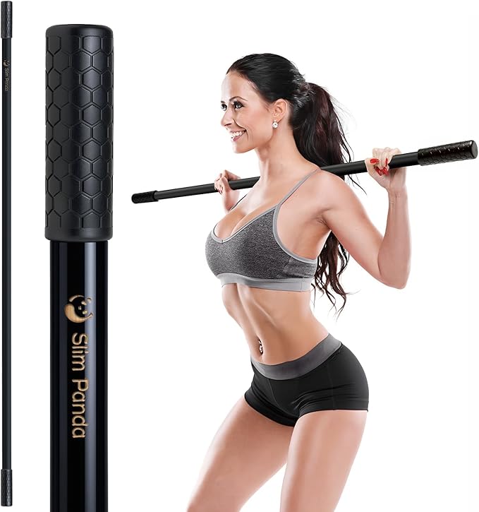 Slim Panda Yoga Stick, 5ft Natural Bamboo Stick with Rubber Ends, Exercise Stretching Stick for Yoga, Stretching, Balance and Correcting Posture, Rehabilitation Physical Therapy Aids-StrideForce Fitness