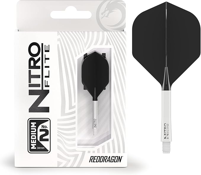 RED DRAGON Darts – Nitro Flite Integrated Flight & Shaft System – No.2 Shape and Design - Available in Short, Intermediate & Medium - Available in Variety of Colours - Professional Darts Accessories-StrideForce Fitness