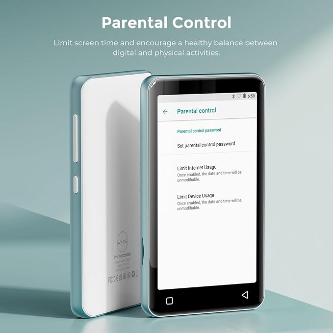 innioasis 80GB MP3 Player with Bluetooth and WiFi, MP3 Player for Kids with Spotify, Spotify Kids, Pandora, Audible, 4.0" Touch Screen Music Player with Parental Controls, Up to 1TB (White+ Sky-Blue)-StrideForce Fitness