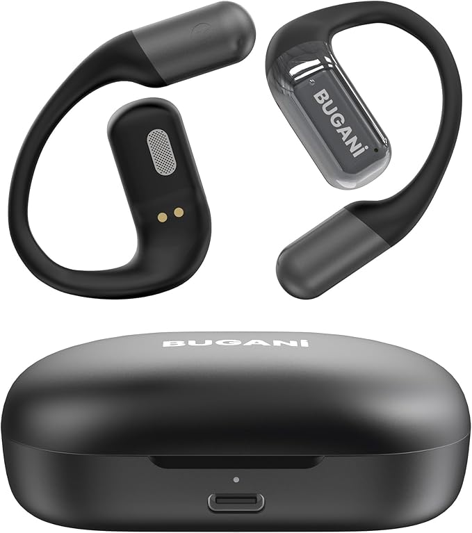 BUGANI Open Ear Headphones Wireless Earbuds,5.4 Bluetooth Headphones, IPX5 Waterproof Ear Buds for Running Workout Cycling Gift (Black)-StrideForce Fitness