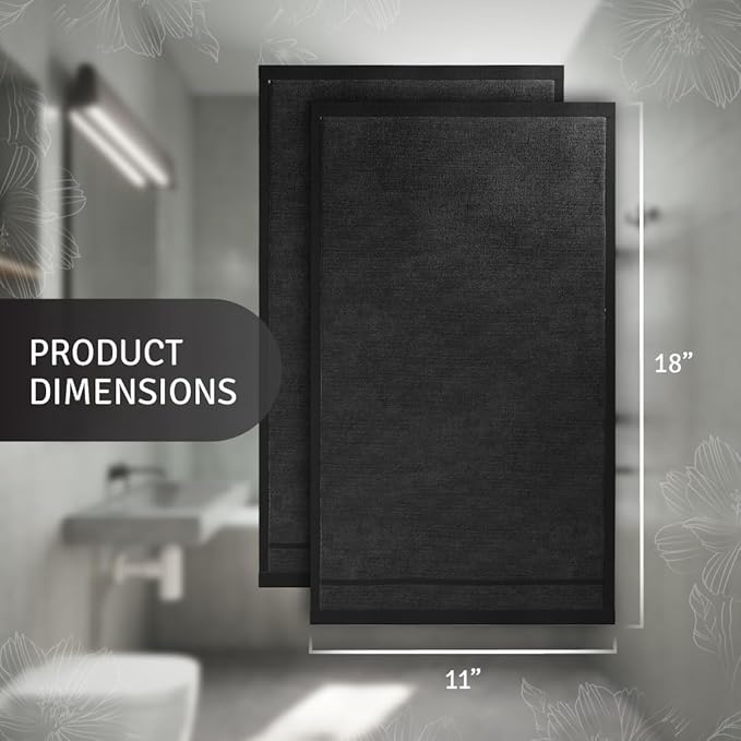 Creative Scents 100% Cotton Velour Fingertip Towels - 4 Pack 11 by 18 Inch – Decorative, Extra Absorbent and Soft Face Towel, Ideal for Bathroom and Powder Room (Black)-StrideForce Fitness