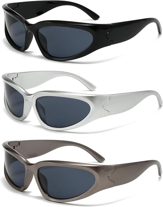 SOAR&EAGLE Y2K 3Pack Polarized sunglasses Wrap Around Men's Women's sunglasses Fashion Sport Shades Sun Glasses-StrideForce Fitness