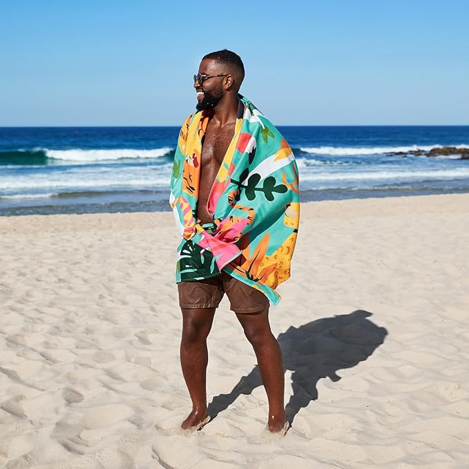 Dock & Bay Beach Towel - Quick Dry, Sand Free - Compact, Lightweight - 100% Recycled - Includes Bag - Wild Things - Extra Large (200x90cm, 78x35)-StrideForce Fitness