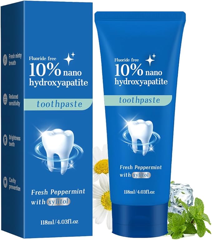10% Hydroxyapatite Toothpaste for Sensitive Teeth｜Nano-Hydroxyapatite Toothpastes for Restore, Strengthen Teeth, Fluoride-Free, 4 oz (1)