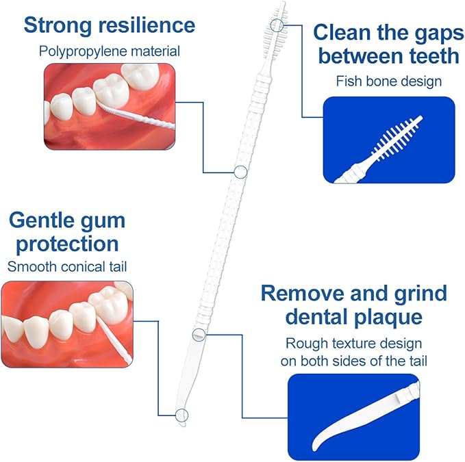 Super Deer 300Count Brushpicks Interdental Toothpicks,Soft Bristle Dental Floss Picks Toothpicks,Helps Removes Plaque and Debris Between Your Teeth (3)