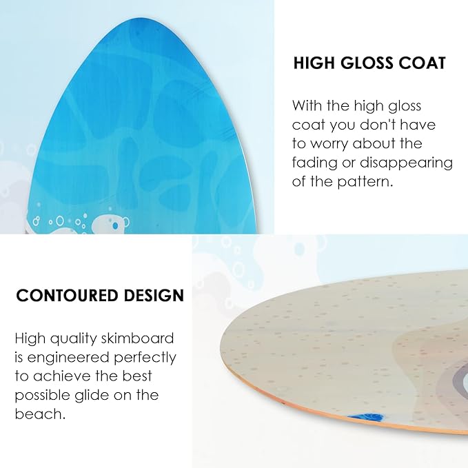 seething 35 Inch Skimboard with High Gloss Coat Wood Skim Board for Beginners,Kids, Teenagers, Adults and All Skimming-StrideForce Fitness