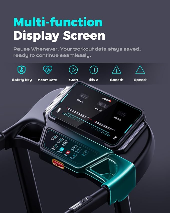 Treadmill for Home, 3.0HP Folding Treadmill with Incline, 300 lbs Capacity, Bluetooth & Heart Rate Sensor, Space-Saving Design-StrideForce Fitness