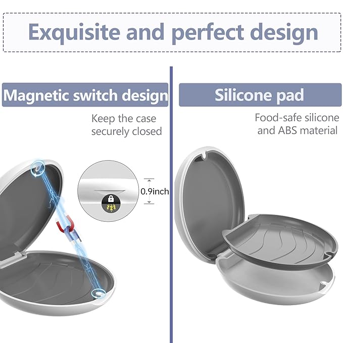 2 Retainer Case, Slim Aligner Cases for Invisalign, Mouthguard Case with Removal Tools& Aligners Chewies& Brush, Removable Inner Tray Silicone for Easy Cleaning (White-2pcs)