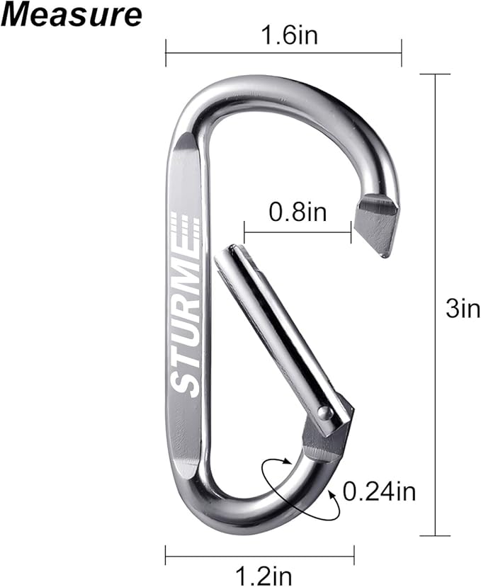 STURME 12pcs Carabiner Clip 3" Small Durable Carabiner Keychain Carabeaner Hooks-StrideForce Fitness