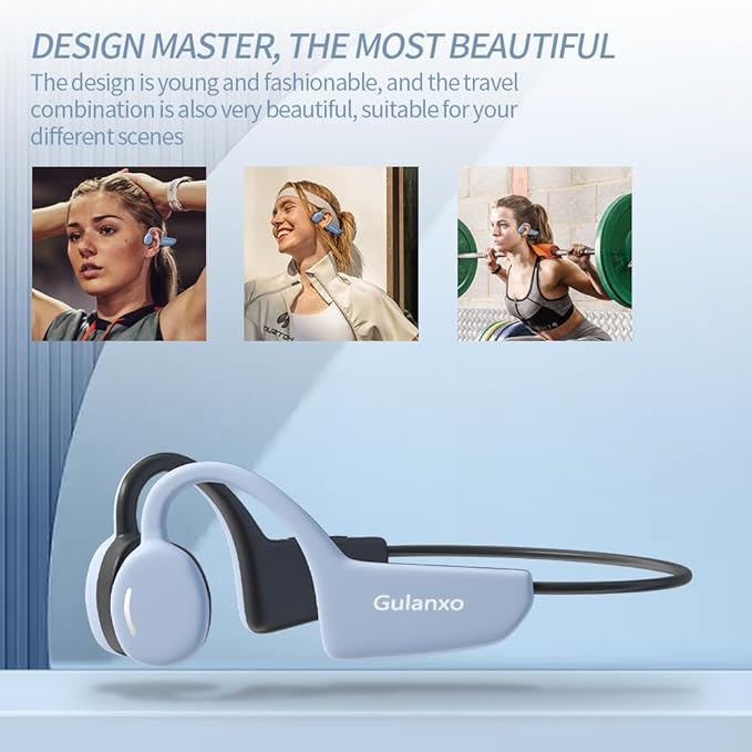 Open Ear Headphones, Open Wireless Earphones, 15HBluetooth Playback 5.3 Sports Earphones, Built-in Microphone, Suitable for Sports Running,Exercise (Sky Blue)-StrideForce Fitness