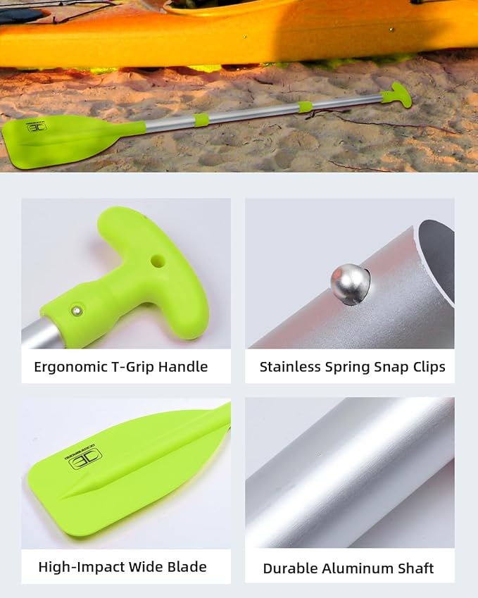 OCEANBROAD Telescoping Emergency Paddle 21''-42''（Assembling Required）/26''-54'' Aluminium Shaft for Kayaking Boating Canoeing River Tubing-StrideForce Fitness