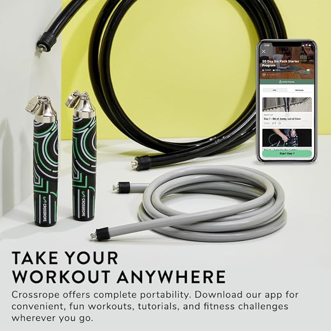 Crossrope Get Strong Set - Weighted Jump Ropes for Strength Training - Improve Power and Endurance in a Fun Jump Rope Workout - 1LB and 2LB Ropes with Power Handles-StrideForce Fitness