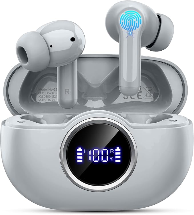 Wireless Headphones, 2025 Bluetooth 5.4 Earbuds 3D Hi-Fi Stereo Bass Ear Buds, 4 ENC Noise Cancelling Mic, 40H in-Ear Earphone Sport, IP-X7 Waterproof Workout Gym for Android iOS Laptop Pad-StrideForce Fitness