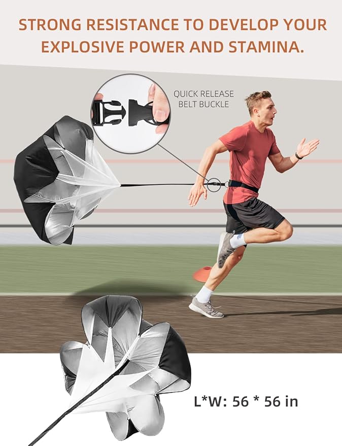 GHB Agility Ladder,Football Training Equipment Set,4 Agility Hurdles, 20 feet12 Rungs Speed Ladder,12 Disc Cones,Resistance Parachute, Jump Rope, 5 Resistance Bands-StrideForce Fitness