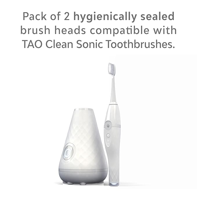TAO Clean Sonic Electric Toothbrush Replacement Heads (2-Pack) – Orthodontic Head – Replacement Heads for the TAO Clean Electric Toothbrush and Docking Station