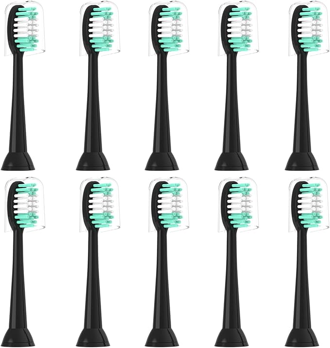 Replacement Toothbrush Heads 10 Pack for AquaSonic Black Series for Vibe Series Black Series pro, and for Duo Series pro Electric Toothbrush,Balck