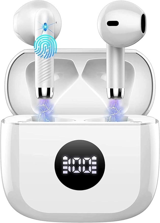 Wireless Earbuds, Bluetooth 5.4 Ear Buds LED Power Display Headphones Bass Stereo, Bluetooth Earbuds in-Ear Noise Cancelling Mic, 40H Playback Mini Case IP7 Waterproof Sports Earphones for Android iOS-StrideForce Fitness