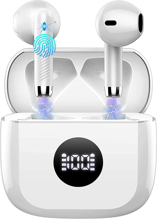 Wireless Earbuds, Bluetooth 5.4 Ear Buds LED Power Display Headphones Bass Stereo, Bluetooth Earbuds in-Ear Noise Cancelling Mic, 40H Playback Mini Case IP7 Waterproof Sports Earphones for Android iOS-StrideForce Fitness