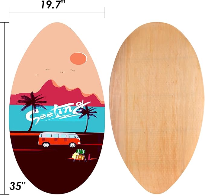 seething 35 Inch Skimboard with High Gloss Coat Wood Skim Board for Beginners,Kids, Teenagers, Adults and All Skimming-StrideForce Fitness