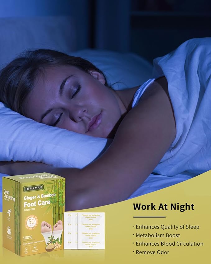 50 Packs Ginger Foot Pads, Natural Cleansing, Promoting Sleeping, Suitable for Daily Relaxation Foot Paches-StrideForce Fitness