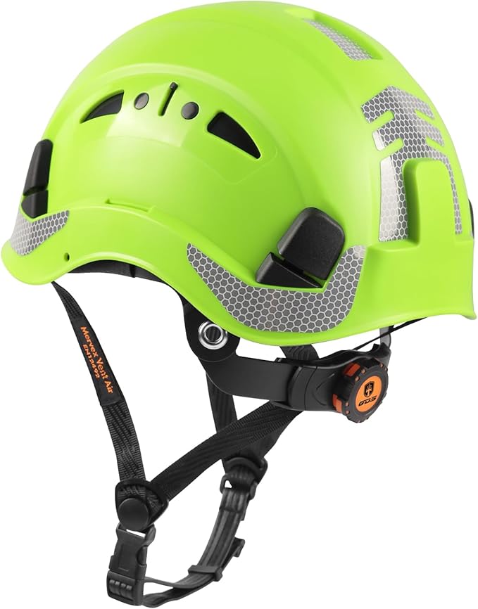 GREEN DEVIL Safety Helmet Hard Hat with Chin Strap Vented Lightweight Adjustable Hardhat for Men Women with Hi-Viz Design Ideal for Tree Climbing Work at Height-StrideForce Fitness