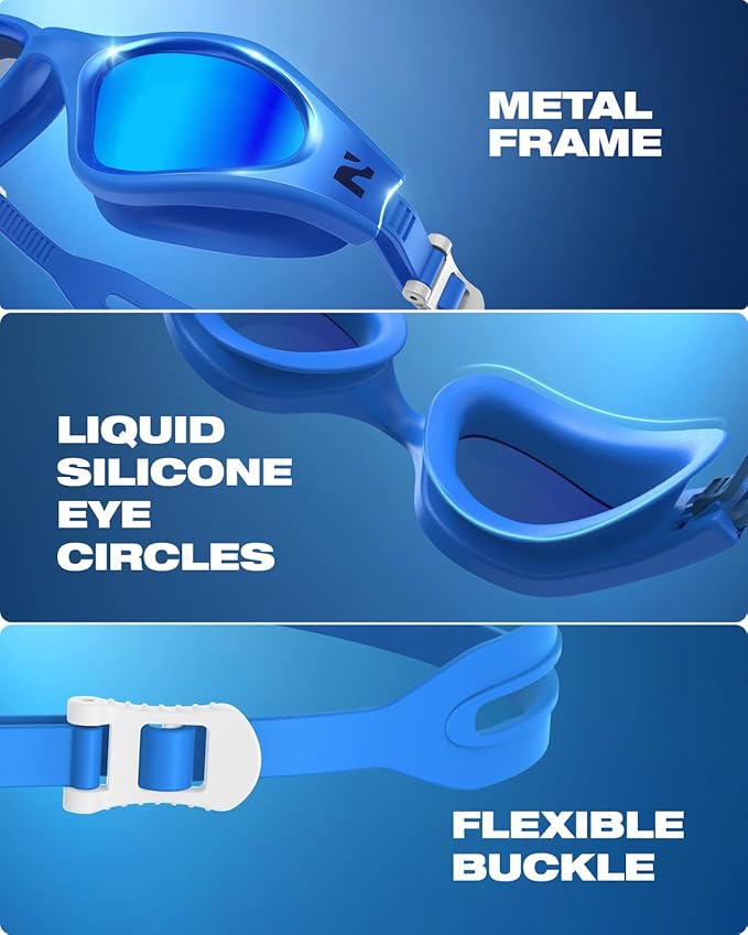 ZIONOR G1 Nava Super Anti-Fog Unisex Swim Goggles Mirror/Bright Smoke Lens-StrideForce Fitness