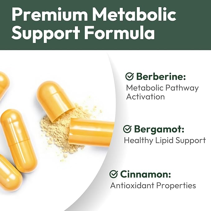 Liposomal Berberine Supplement 1500mg - Glucose Balance & Metabolic Support with Ceylon Cinnamon & Bergamot - Advanced Natural Weight Management, 120 Capsules for 60-Day Supply-StrideForce Fitness