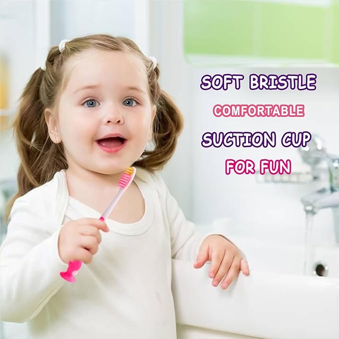 200 pcs Disposable Kids Toothbrushes Individually Wrapped, Toothbrushes for Age 2+ Children Toothbrush Set Soft Bristles Boys Girls Colorful Toothbrush with Suction Cup