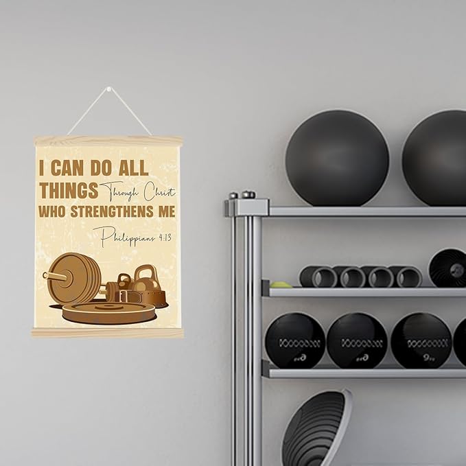 Gym Christian Motivational Posters College Dorm Posters Gifts for Guys Friends I Can Do All Things Through Christ who Strenghthens Me Gym Flag Wall Art Decor Sign for Home Gym Bedroom Office-StrideForce Fitness