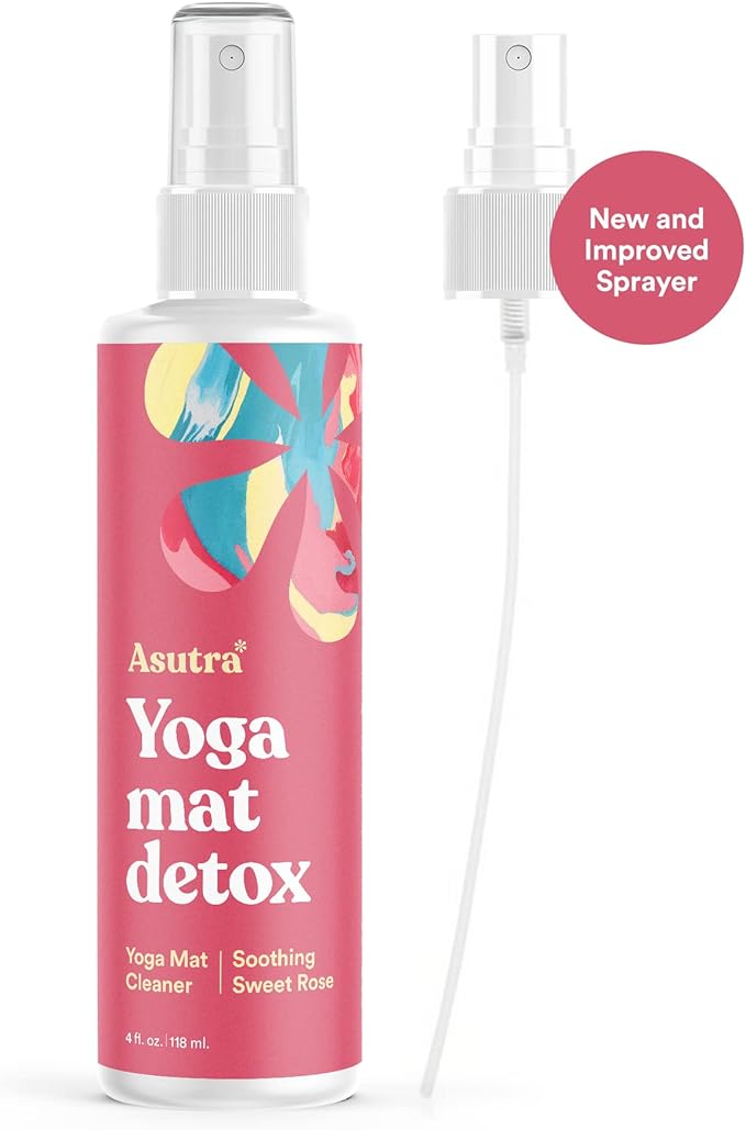 ASUTRA Yoga Mat Cleaner Spray (Soothing Sweet Rose), 4 fl oz - No Slippery Residue, Organic Essential Oils, Deep-Cleansing for Fitness Gear & Gym Equipment, Microfiber Towel Included-StrideForce Fitness