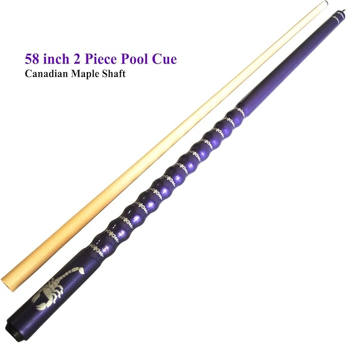 58" Pool Cue Stick,13mm 2-Piece Maple Hardwood Ergonomic Design Billiard Cues Kit,19/20/21oz-StrideForce Fitness