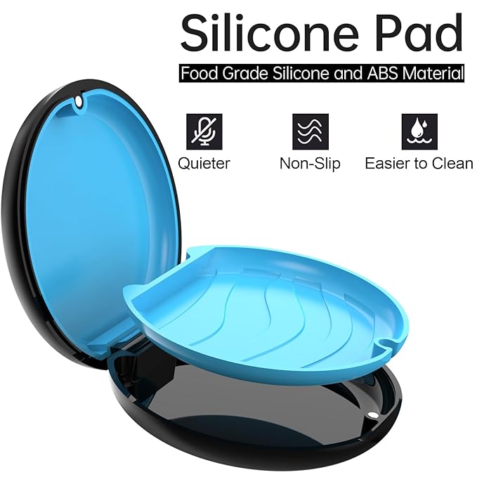 Retainer Case, Slim Aligner Case Compatible with Invisalign, Cute Retainer Box with Silicone Pad, Black