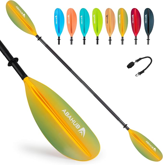 Abahub Kayak Paddle, 90.5 Inches Kayaking Oars for Boating, Canoeing with Free Paddle Leash, Aluminum Alloy Shaft Black/Blue/Green/Orange/Yellow Plastic Blades-StrideForce Fitness