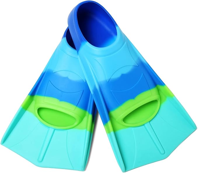 Kids Swim Fins,Short Kids Fins Youth Swimming Flippers for Lap Swimming Training for Children Girls Boys Beginners-StrideForce Fitness